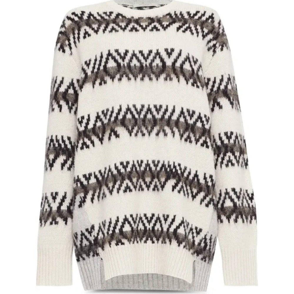 All Saints Catalina Wool Blend Fair Isle Pullover Knit Sweater Southwestern Sz S